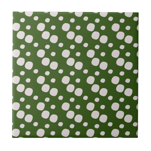 Leafy Green Pink Dots    Tile (Front)