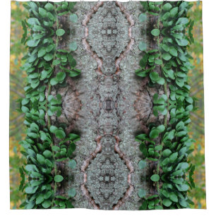 Leafy Green Vine On Tree Mirror Abstract  Shower Curtain