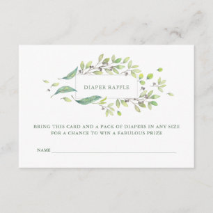 Leafy Green   Watercolor Diaper Raffle Enclosure Card