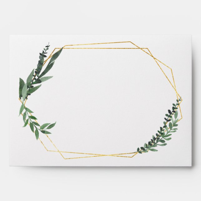 leafy green watercolor floral wedding envelope (Front)