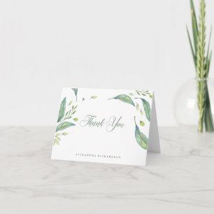 Leafy Green Watercolor Thank You Card