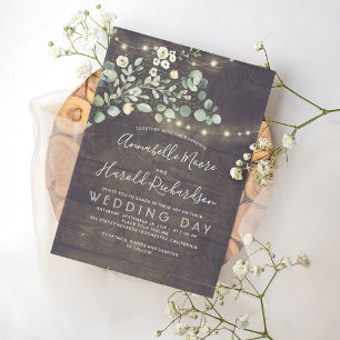 Leafy Greenery   Rustic Country Wedding Invitation