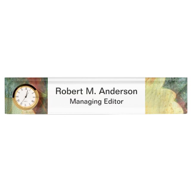 Leafy Grunge Autumn Nature Textures Nameplate (Front)