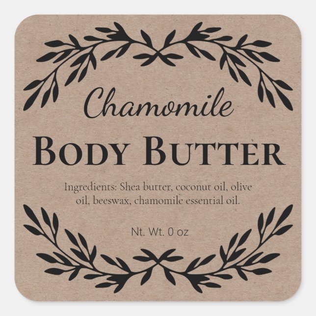 Leafy Kraft Soothing Body Butter Labels (Front)