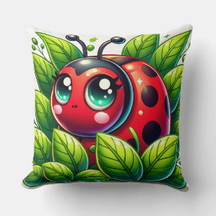🐞 Leafy Ladybug Garden Scene For Cosy Home Decor Cushion