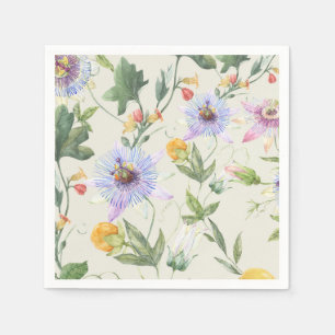  Leafy Lilac Botanical Flower & Fruit Pattern Napkin