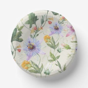  Leafy Lilac Botanical Flower & Fruit Pattern Paper Plate
