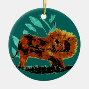 Leafy Lion Wild Animal Ceramic Tree Decoration