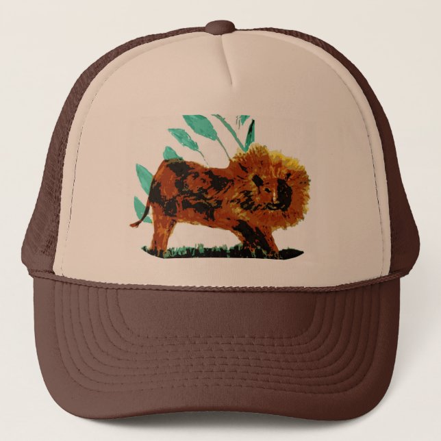 Leafy Lion Wild Animal illustration Trucker Hat (Front)