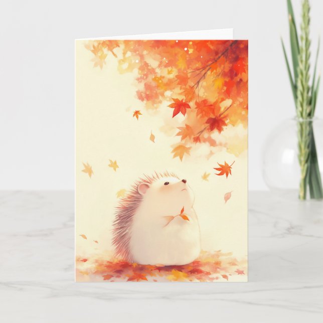 Leafy Little Hedgehog Card (Front)