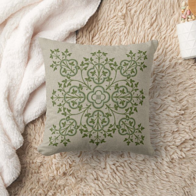 Leafy Medallion Throw Pillow (Blanket)