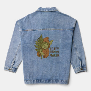 Leafy Mischief Maker - Cute Goblin Forest Creature Denim Jacket