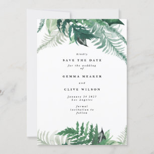 Leafy Modern Watercolor Photo Save the Date