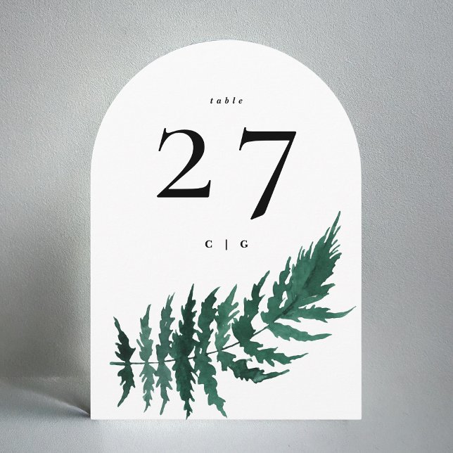 Leafy Modern Watercolor Wedding Arch Table Number (Creator Uploaded)