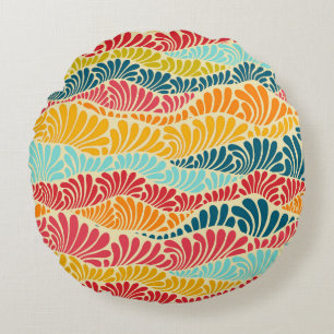 Leafy Mosaic Round Cushion