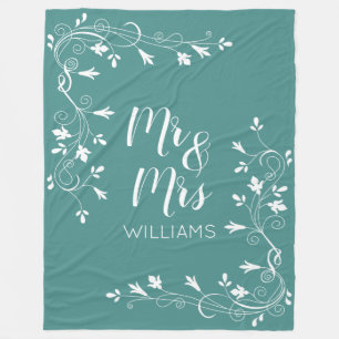 Leafy Nature Mr & Mrs Choose Your Background Fleece Blanket