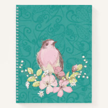 Leafy Pattern Spiral Notebook