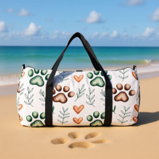Leafy Paw Print Pet Travel Duffle Bag