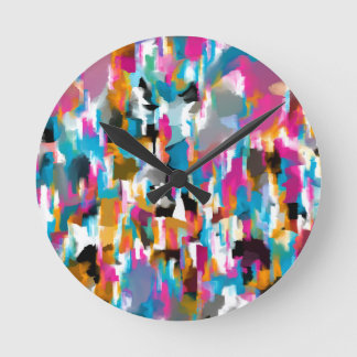 Leafy Pink  Round Clock