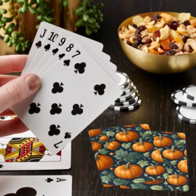 Leafy Pumpkin Patch Playing Cards (Poker cards easy to shuffle, smooth card stock. Dimensions: 2.5" x 3.5”. )