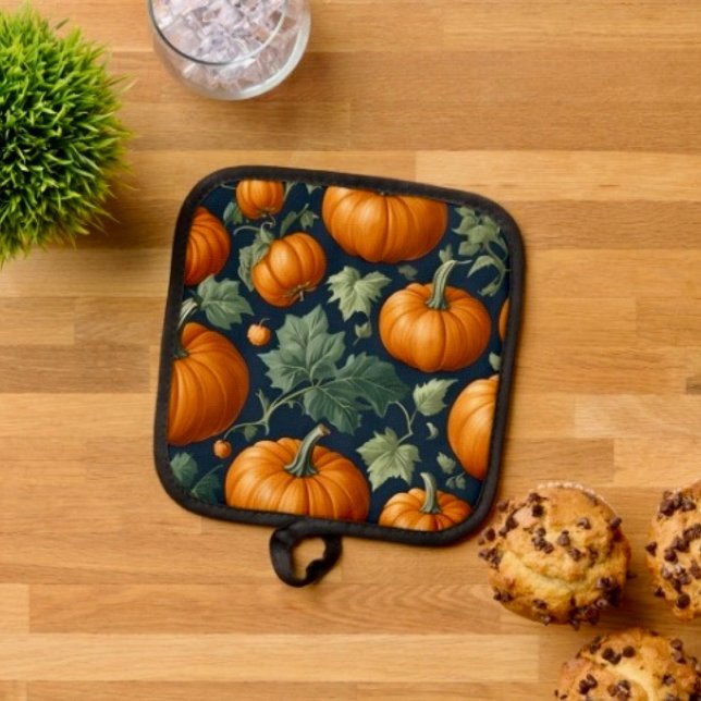 Leafy Pumpkin Patch Pot Holder (Pot Holder Full rubber protection cover no slip silicon hanging loop. 
)