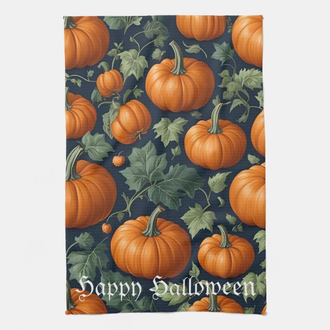Leafy Pumpkin Patch Tea Towel (Vertical)