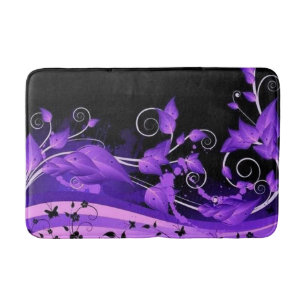 Leafy Purple Vines Bath Mat