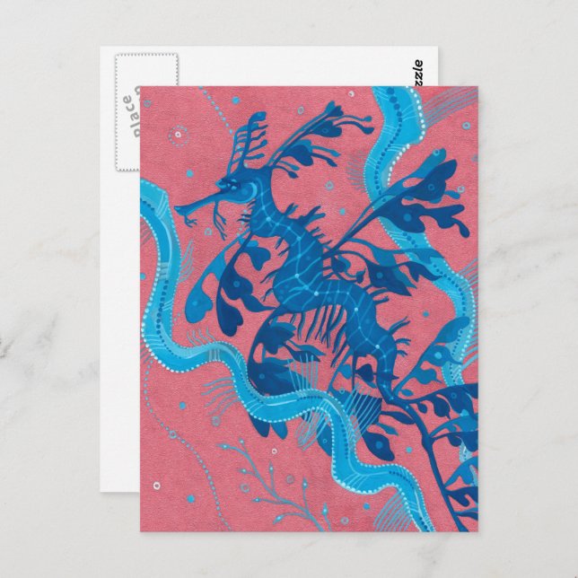 Leafy Sea Dragon Seahorse Fish Underwater Painting Postcard (Front/Back)