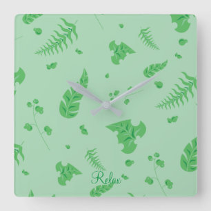 Leafy Square Wall Clock