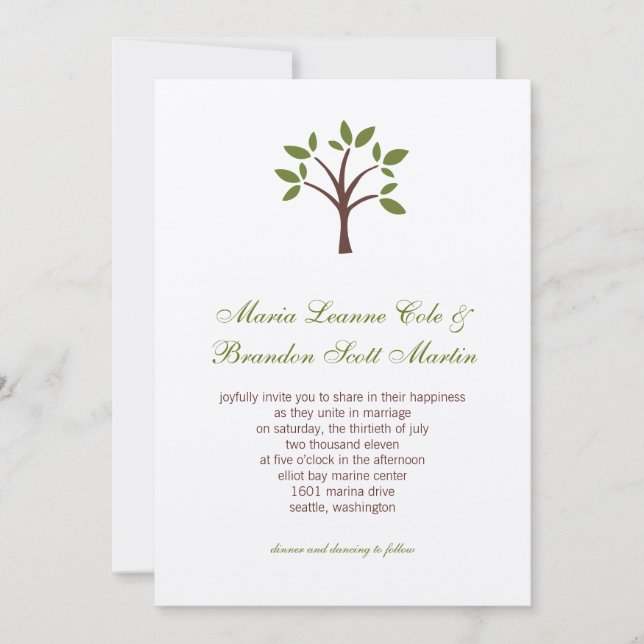 Leafy Tree Wedding Invitation (Front)