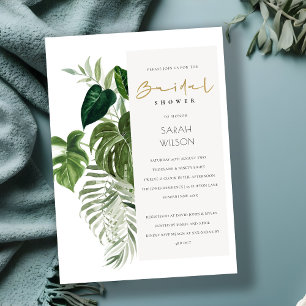 Leafy Tropical Foliage Palm Bridal Shower Invite