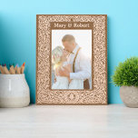 Leafy Vine Foliage Border Personalised Template Etched Frames<br><div class="desc">This etched wooden frame was derived from an antique leafy vine foliage border print. You can easily personalise the text in this design template.</div>