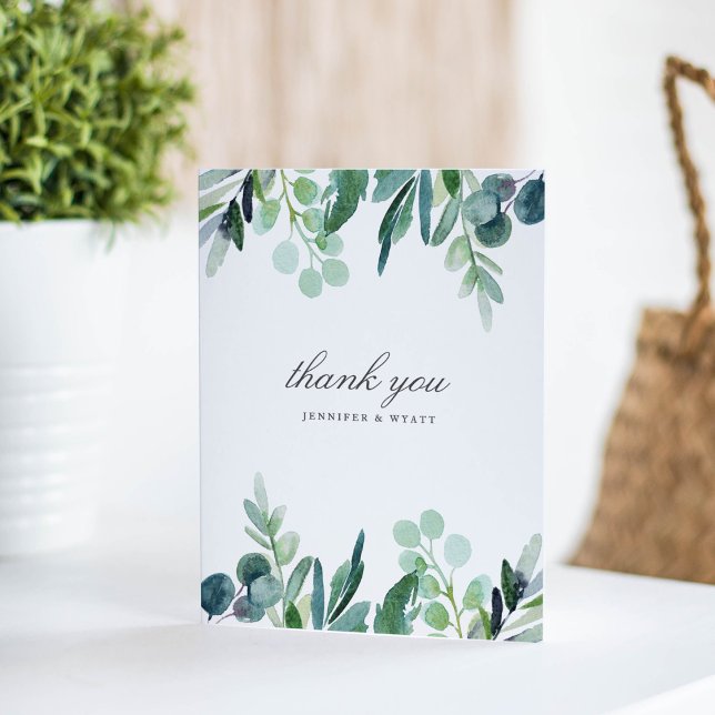 Leafy Watercolor Botanical Wedding Thank You Card (Creator Uploaded)