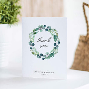 Leafy Watercolor Botanical Wedding Thank You Card