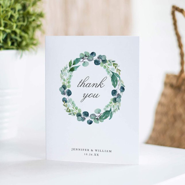 Leafy Watercolor Botanical Wedding Thank You Card (Creator Uploaded)