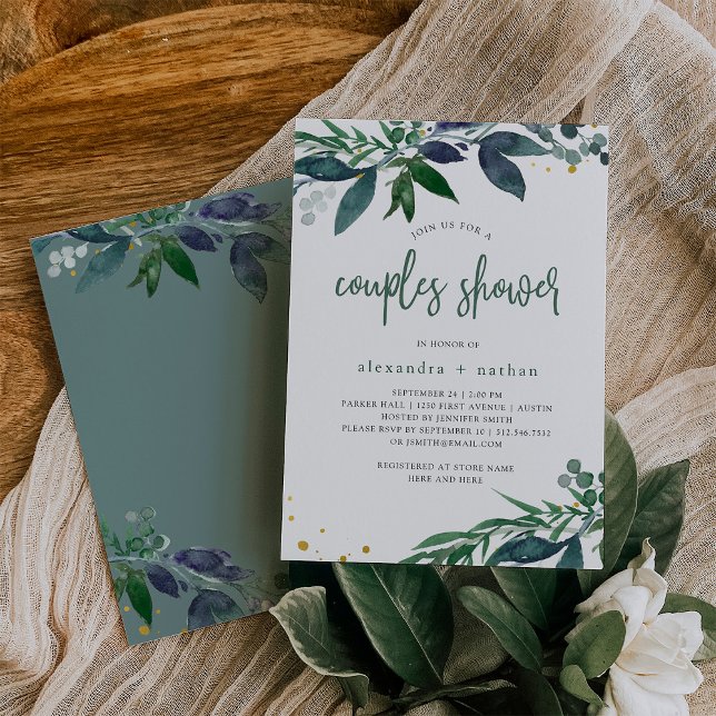 Leafy Watercolor | Couples Shower Invitation (Creator Uploaded)