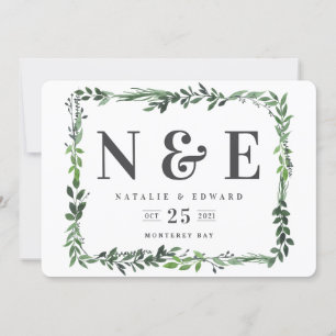 leafy watercolor floral save the date