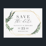 leafy watercolor floral save the date announcement postcard<br><div class="desc">leafy watercolor floral save the date postcard. With beautiful watercolor leaves and modern bold type this save the date invitation is right on trend and perfect for any season. Part of a wedding suite</div>