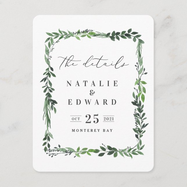 leafy watercolor foliage details card (Front)