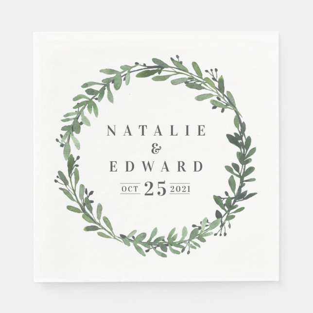 leafy watercolor geometric details napkin (Front)