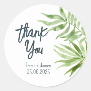 Leafy Watercolor Thank You Sticker