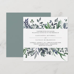 Leafy Watercolor Wedding Invitation