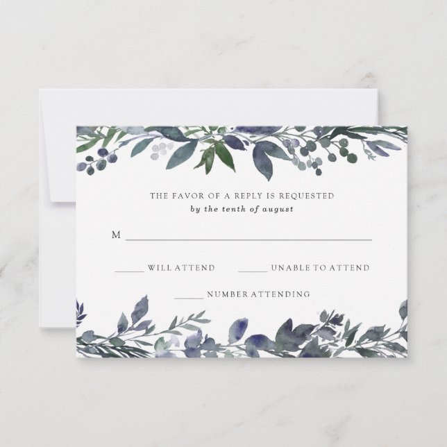 Leafy Watercolor | Wedding RSVP Card (Front)