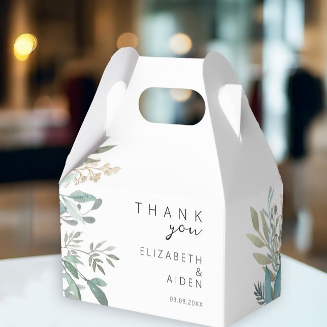 Leafy Wedding  Favour Box (Personalized THANK YOU! Leafy Wedding Box with your name and date.)