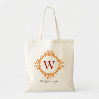 Leafy wreath brown monogram personalised tote bag