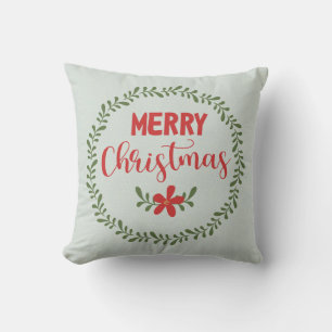 Leafy Wreath Merry Christmas Cushion