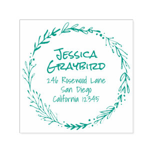 Leafy Wreath Self Inking Address Stamp