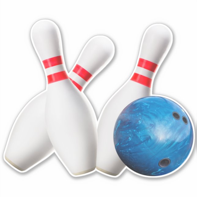 League Bowling Ball & Pins, Vinyl Sticker (Front)