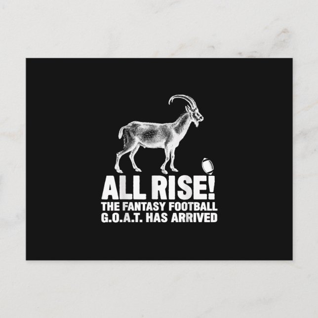 League Champion Fantasy Football Goat Gift Announcement Postcard (Front)