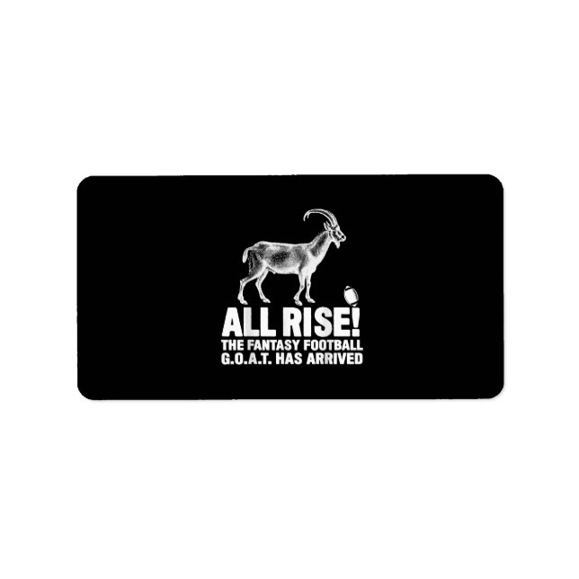 League Champion Fantasy Football Goat Gift Label (Front)